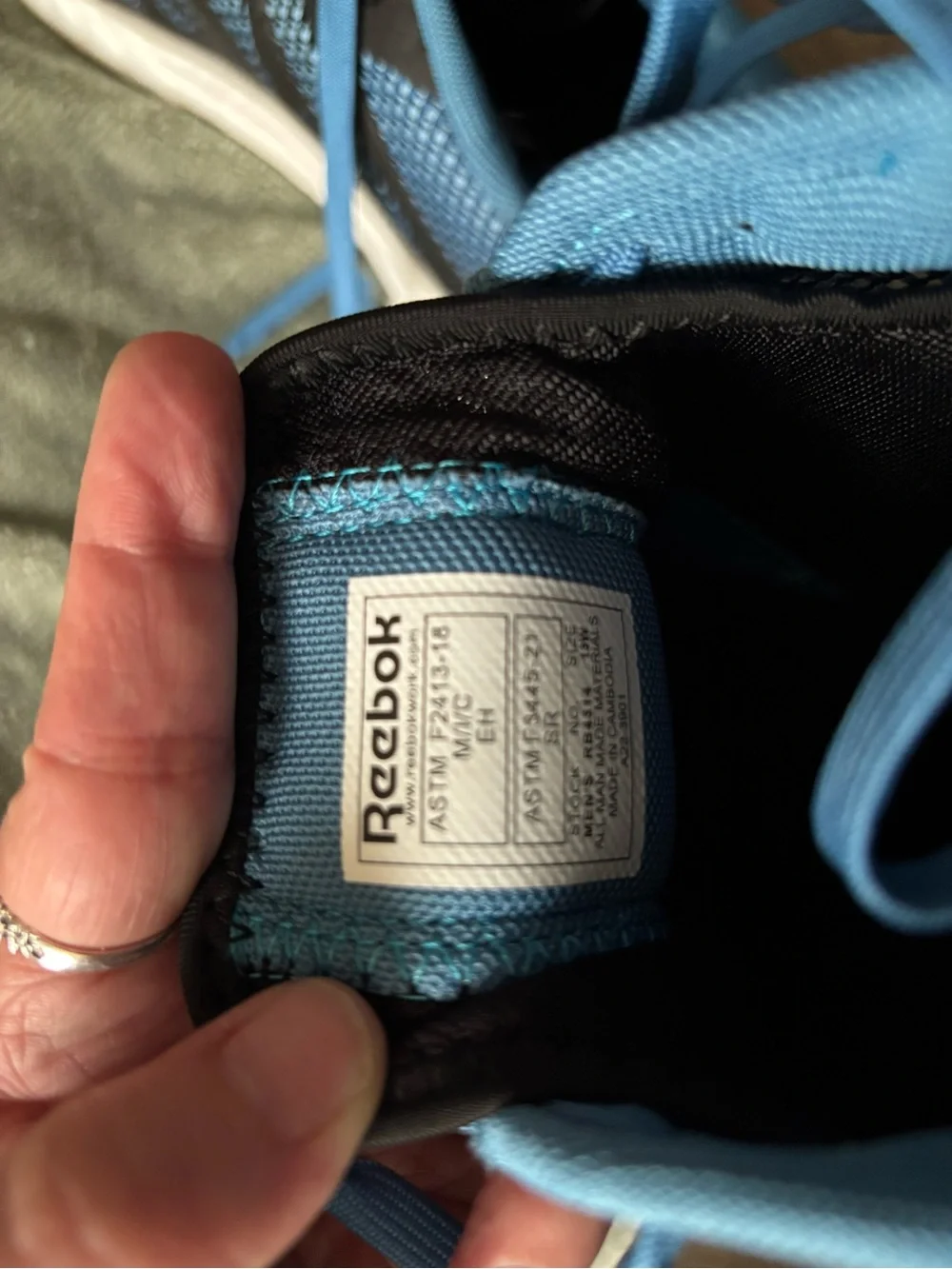 Reebok Men's Black with Light Blue Lace Steel Toe Work Shoes